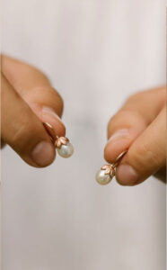 Red Gold Teardrop Pearl Earrings