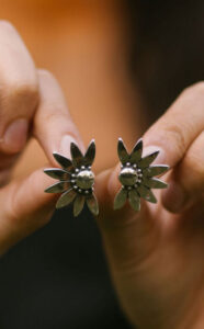 Silver Dandelion Stud Earrings