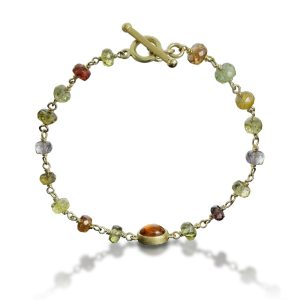 mandarin garnet natural sapphire bracelet by Scarab Jewellery Studio