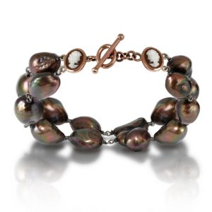 Cameo Brown Baroque Pearl Bracelet by Scarab Jewellery Studio
