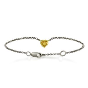 Silver 9ct yellow gold citrine heart bracelet by Scarab Jewellery Studio