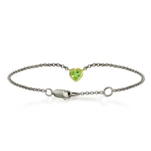 Silver 9ct yellow gold peridot heart bracelet by Scarab Jewellery Studio