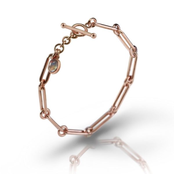 Rose Gold Link Moonstone Bracelet by Scarab Jewellery Studio