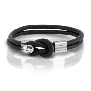 Silver Leather Mens Bracelet by Scarab Jewellery Studio