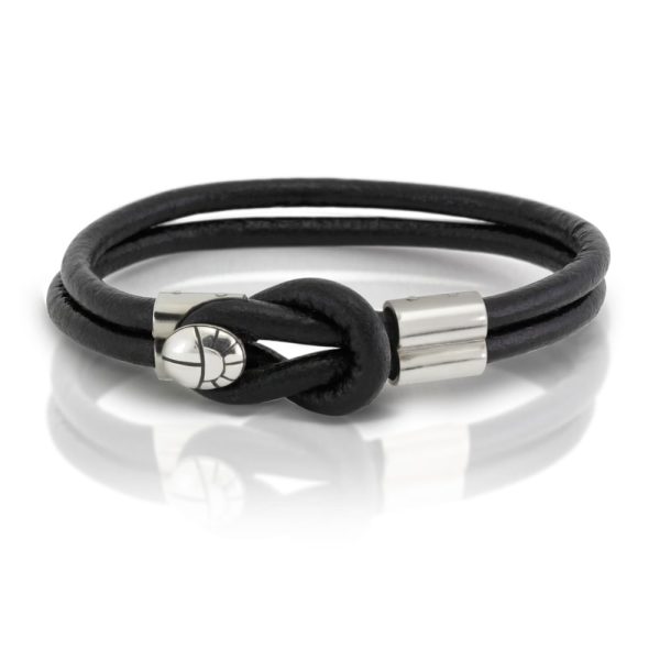 Silver Leather Mens Bracelet by Scarab Jewellery Studio