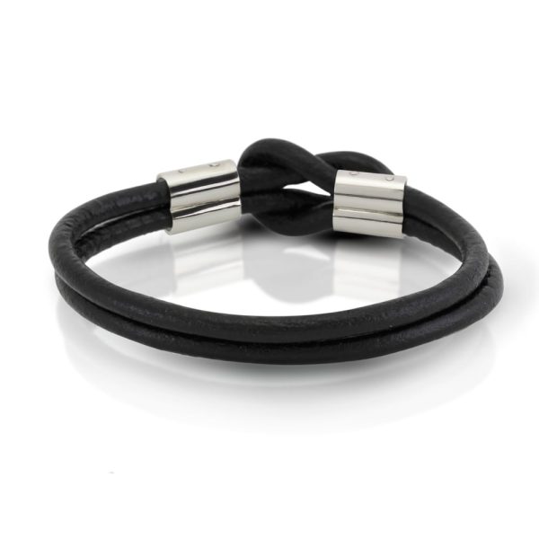 Silver Leather Mens Bracelet by Scarab Jewellery Studio