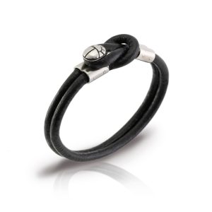 Silver Leather Mens Bracelet by Scarab Jewellery Studio