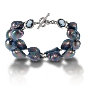 Cameo Black Baroque Pearl Bracelet by Scarab Jewellery Studio
