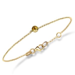 Dainty Daisy Citrine Cabochon Gold Bracelet by Scarab Jewellery Studio