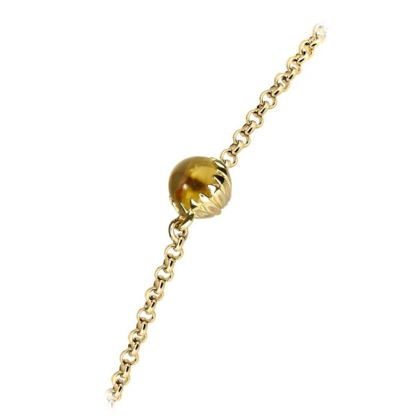 Dainty Daisy Citrine Cabochon Gold Bracelet by Scarab Jewellery Studio