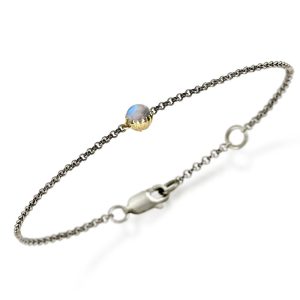 Dainty Daisy Rainbow Moonstone Cabochon Bracelet by Scarab Jewellery Studio