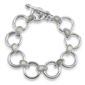 Moonstone Circle Bracelet with Moonstone cabouchon links by Scarab Jewellery Studio