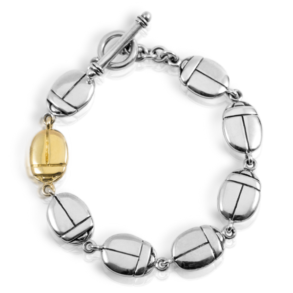 Flat Scarab Bracelet Silver Gold - Scarab Jewellery Studio