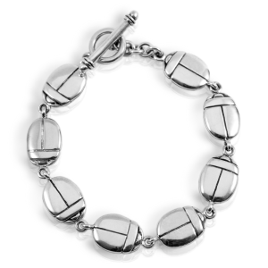 Stylised Silver Egyptian Scarab Bracelet by Scarab Jewellery Studio