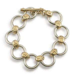 Scarab Circle Bracelet in Silver and Gold
