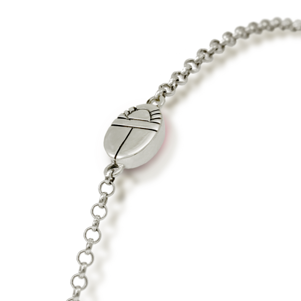 close up of back detail Garnet Cabochon Bracelet - silver - by Scarab Jewellery Studio