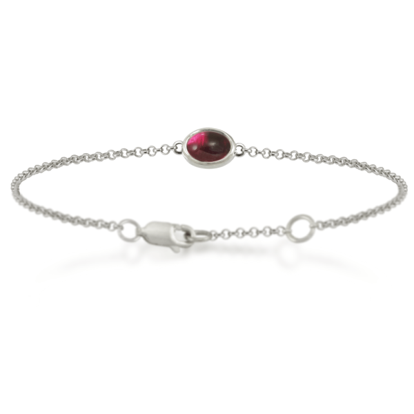 Garnet Cabochon Bracelet - silver - by Scarab Jewellery Studio