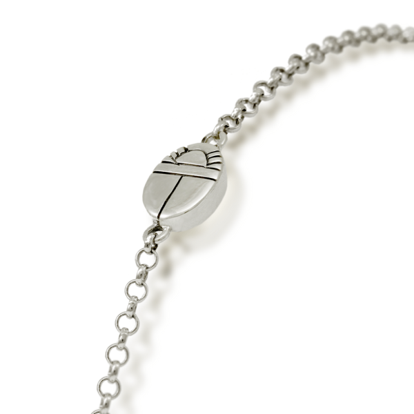 close up of back detail Moonstone Cabochon Bracelet - silver - by Scarab Jewellery Studio