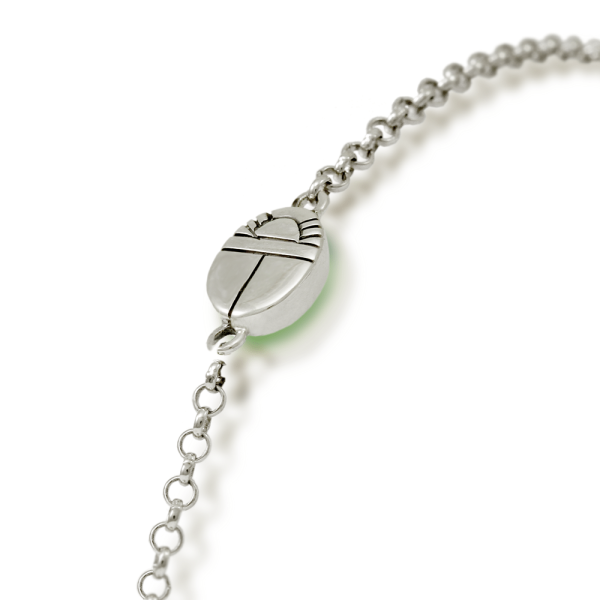 close up of back detail Peridot Cabochon Bracelet - silver - by Scarab Jewellery Studio