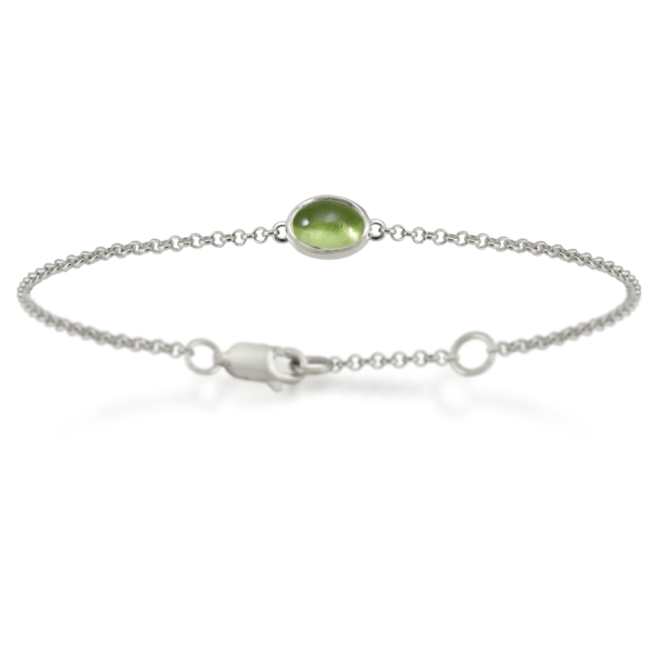 Peridot Cabochon Bracelet - silver - by Scarab Jewellery Studio