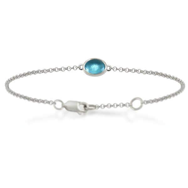 Swiss Blue Topaz Cabochon Bracelet - silver - by Scarab Jewellery Studio