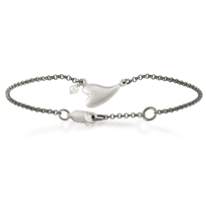 Solid Silver Heart Bracelet with Seed Pearl by Scarab Jewellery Studio