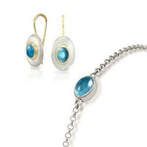 Earrings Blue Topaz Silver Bracelet bundle by Scarab Jewellery Studio