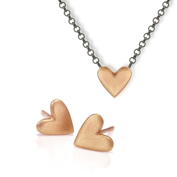 Earrings Red Gold Heart Pendant bundle by Scarab Jewellery Studio