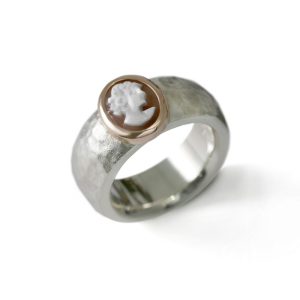Modern Silver Cameo Ring by Scarab Jewellery Studio