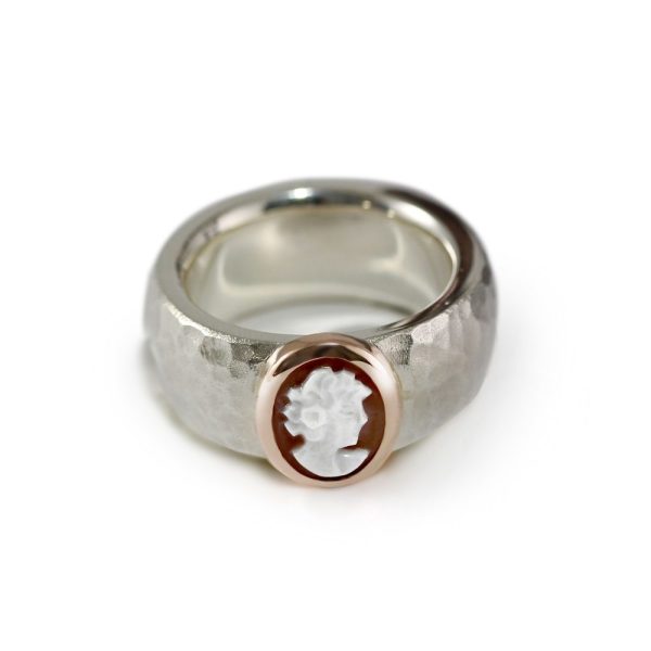 Modern Silver Cameo Ring by Scarab Jewellery Studio