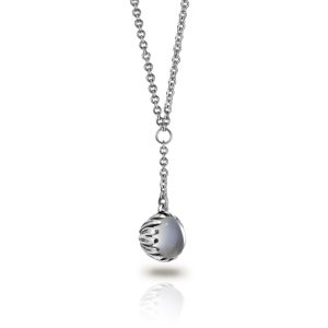 Silver Moonstone Daisy Drop Pendant by Scarab Jewellery Studio