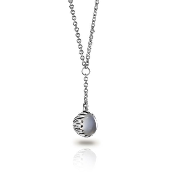 Silver Moonstone Daisy Drop Pendant by Scarab Jewellery Studio