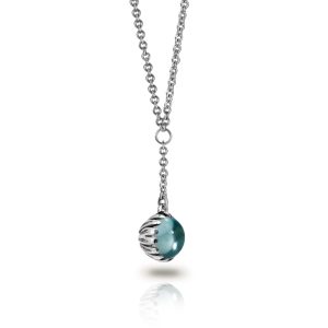 Silver Blue Topaz Daisy Drop Pendant by Scarab Jewellery Studio