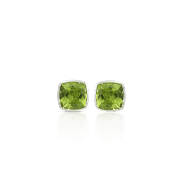 Peridot Stud Earrings set in solid Silver by Scarab Jewellery Studio