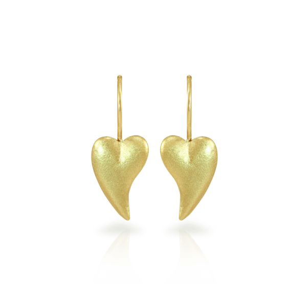 Bewitched gold heart earrings in 9 carat yellow gold by Scarab Jewellery Studio