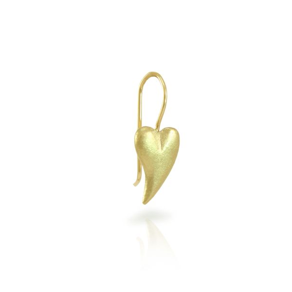 Single Bewitched gold heart earring in 9 carat yellow gold by Scarab Jewellery Studio