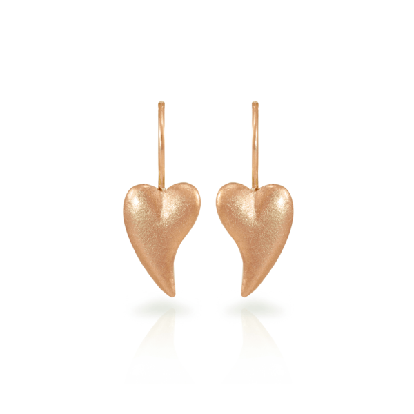 Bewitched rose gold heart earrings by Scarab Jewellery Studio