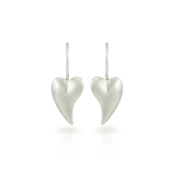 A pair of Bewitched silver heart earrings by Scarab Jewellery Studio - online jewellery