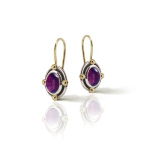 Oval Amethyst Cabochon Drop Earrings by Scarab Jewellery Studio - February Birthstone Jewelry