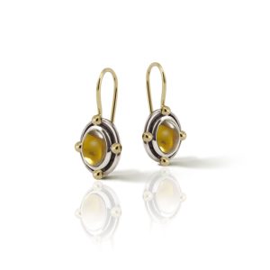 Oval Citrine Cabochon Drop Earrings by Scarab Jewellery Studio