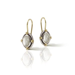 Oval Moonstone Cabochon Drop Earrings by Scarab Jewellery Studio