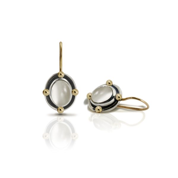 Oval Moonstone Cabochon Drop Earrings by Scarab Jewellery Studio