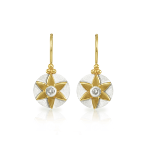 Star Diamond daisy Earrings side by side