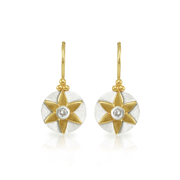 Star Diamond daisy Earrings side by side