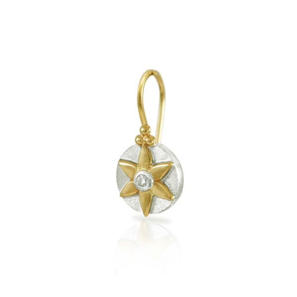 E238 Gold and silver diamond daisy earrings single 3 quarter