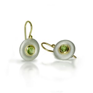 Silver Peridot Donut Earrings by Scarab Jewellery Studio