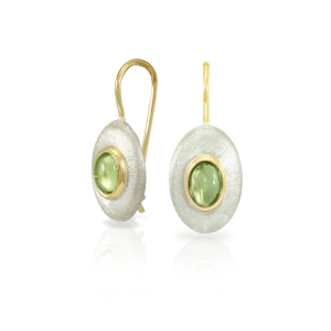 surfboard earrings peridot by Scarab Jewellery Studio