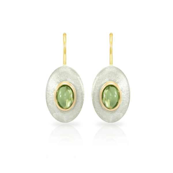 E37 Surfboard Peridot Earrings - front view