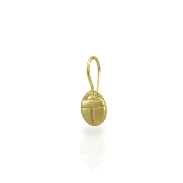 Single Scarab Earring in solid yellow gold by Scarab Jewellery Studio