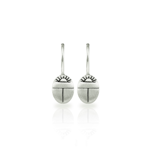 Tiny Scarab Beetle Earrings in solid silver by Scarab jewellery Studio